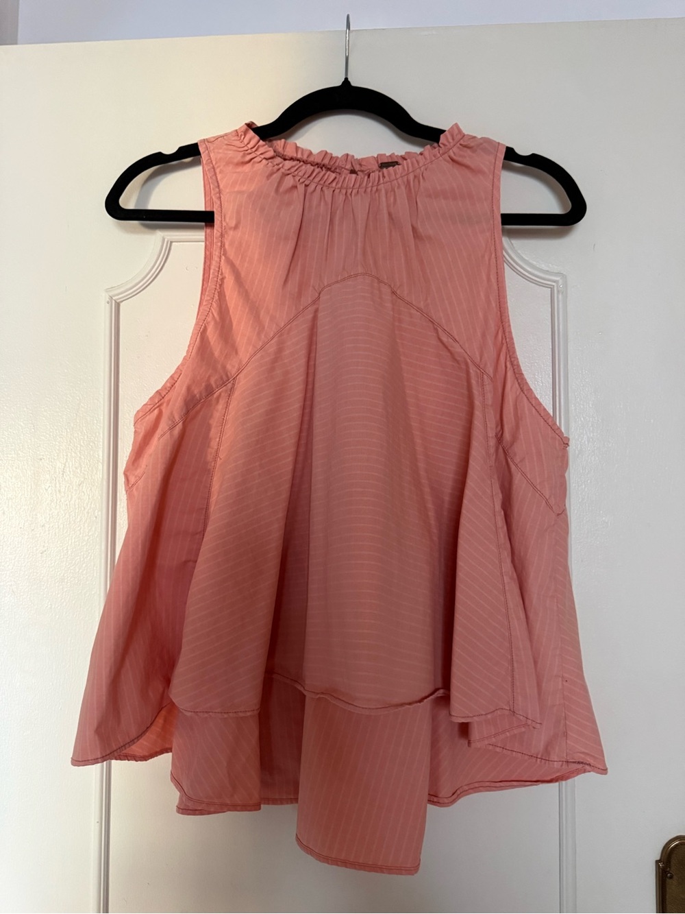 Free People Coral Pink Ruffled Yoke Layered Tank